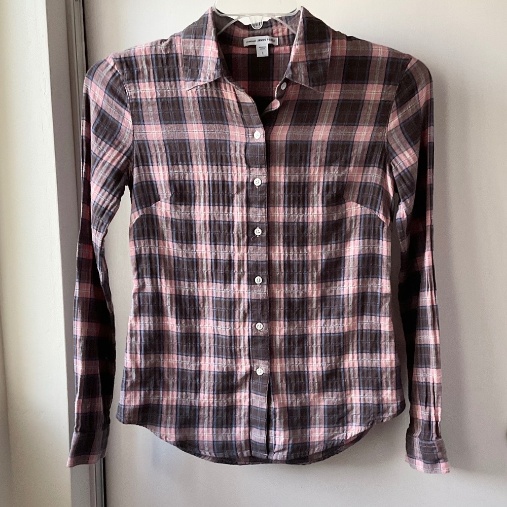 James Perse Women’s Cotton Plaid Button Down Shirt